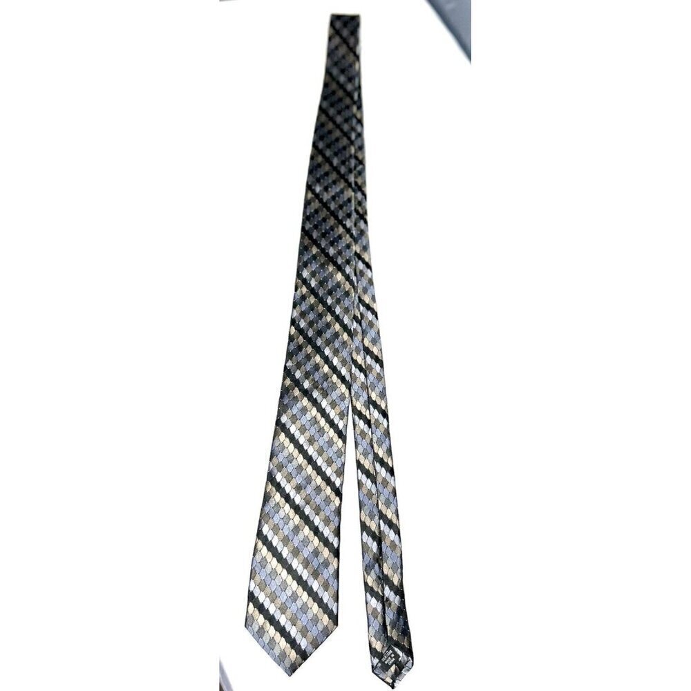 Calvin Klein Mens Classic Geometric Silk Tie Metallic Colors Cool Design MSRP$65 - Picture 5 of 11